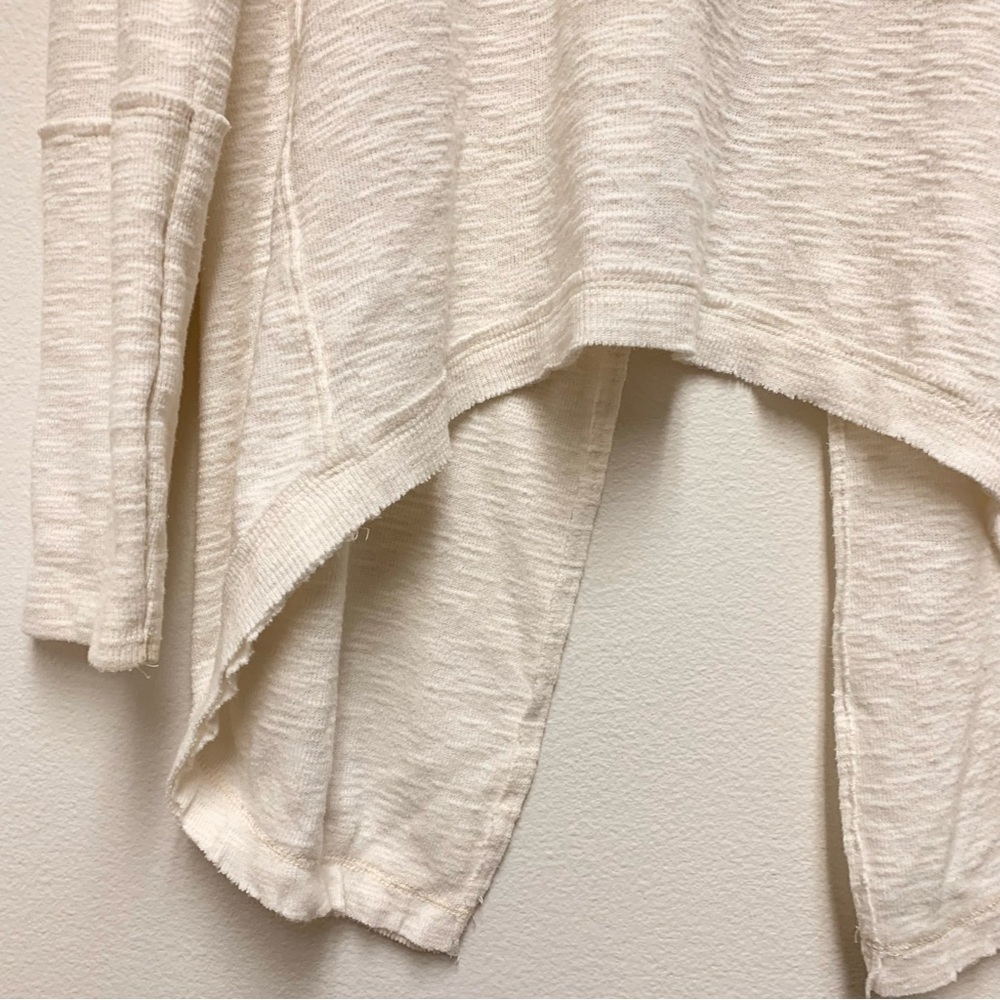 Free People Tara Split Back Turtleneck Top Size Large Ivory Slub Knit‎ - Picture 7 of 14